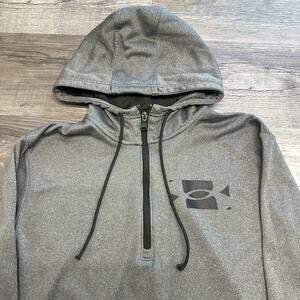Under Armour Hoodie Dark gray Men's M Quarter Zip‎ Mock Neck Logo Gray Adult